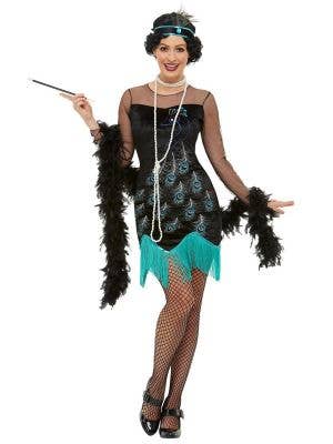 Peacock Flapper Dress Costume - Front Image