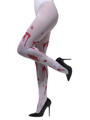 Women's White Halloween Stockings with Blood Stains