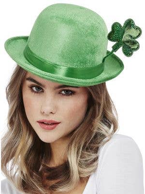 Green Clover St Pats Day Bowler Costume Hat