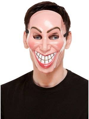 Creepy Smiley Killer Face Mask Halloween Accessory - Main Image