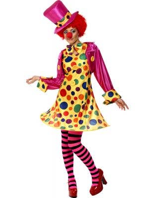 Womens Clown Lady Fancy Dress Costume - Main Image