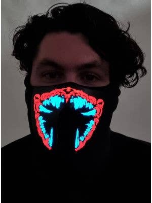 Image of Monster Red and White Teeth Sound Activated Light Up Mask - Main Image