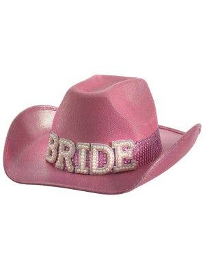 Image of Sparkly Pink Cowgirl Hat with Bride Embellishment - Main Image