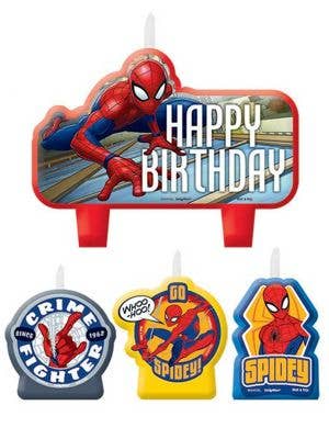 Image Of Spiderman 4 Piece Birthday Cake Candle Set