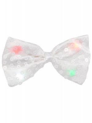 White Sequin Bow Tie with Flashing Lights