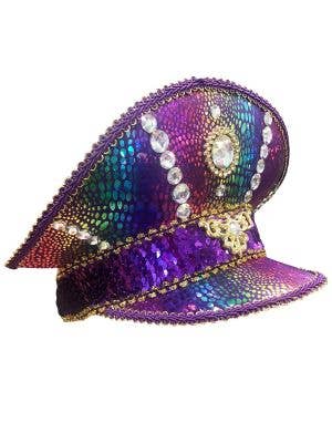 Purple Rainbow Metallic Deluxe Festival Cap Costume Accessory Main Image
