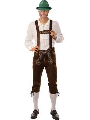 Mens Brown and White Lederhosen Plus Size Oktoberfest Costume