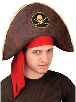 Brown Padded Pirate Captain Hat Image 1 