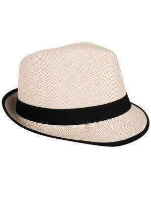 Cream Woven Straw  Trilby Hat 