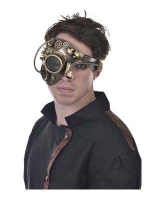 Men's Half Face Deluxe Gold Steampunk Costume Mask