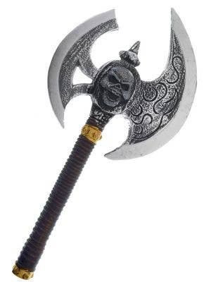 Double Sided Medieval Skull Head Axe Costume Weapon