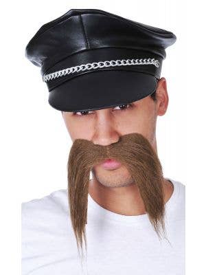 Men's Brown Bad Biker Novelty Costume Moustache Main Image