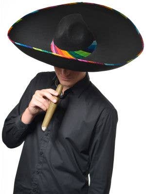 Large Black and Rainbow Mexican Sombrero Costume Hat - Main Image
