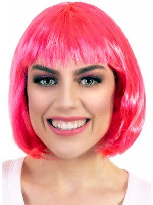 Womens Short Hot Pink Bob Costume Wig
