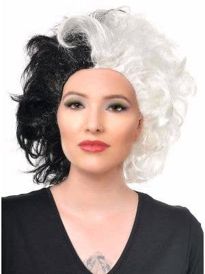 Black and White Curly Cruella De Vil Costume Wig
