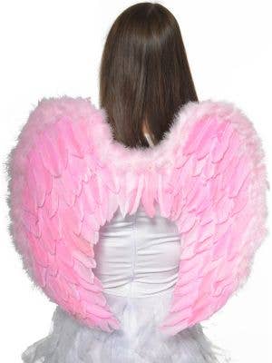 Light Pink Large Feather Angel Wings Back View