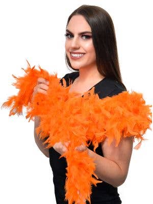 Bright Orange Fluffy Feather Boa Costume Accessory