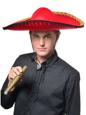 Large Red and Black Mexican Sombero Costume Hat
