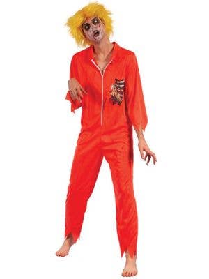 Mens Orange Zombie Convict Halloween Costume