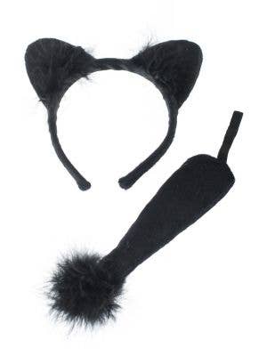Black Plush Cat Ears And ail Costume Kit