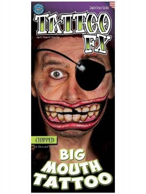 Chipped Tooth Large Big Mouth Temporary Tattoo - Main Image