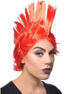 Image of Jumbo Red Adult's Punk Mohawk Costume Wig - Front View