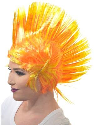Image of Jumbo Yellow and Orange Adult's Punk Mohawk Costume Wig