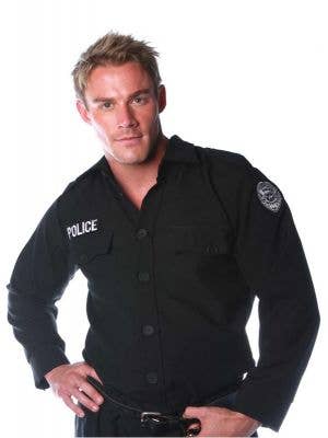 Men's Plus Size Black Cop Costume Shirt