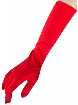 Long Matte Red Elbow Length Costume Gloves