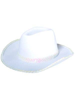 Image of Wild White Cowgirl Hat with Iridescent Sequin Trim