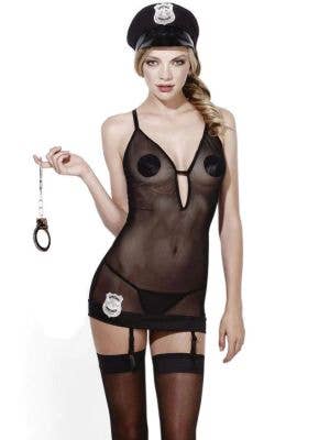 Image of Sheer Black Sexy Police Officer Women's Costume