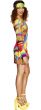 Flower Power Hippie Go Go Dancer 60s Dress Women's Fancy Dress Budget Costume - Side Image 