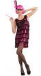 Jazzy Pink and Black Fringed 1920's Women's Flapper Dress Main Image