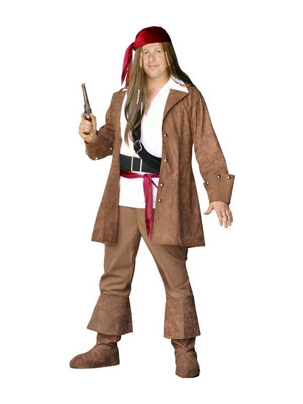 Men's Plus Size Captain Sparrow Pirate Costume Front View