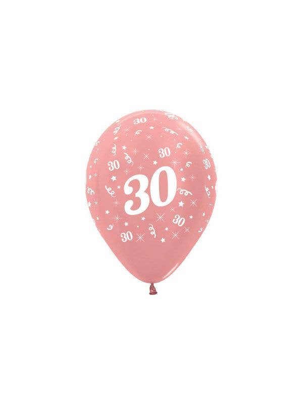 Image of 30th Birthday Metallic Rose Gold 25 Pack Party Balloons