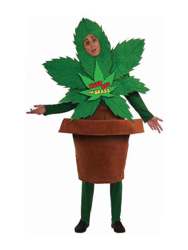 Funny 'Keep of The Grass' Oversized Potted Plant Costume for Adults - Main Image