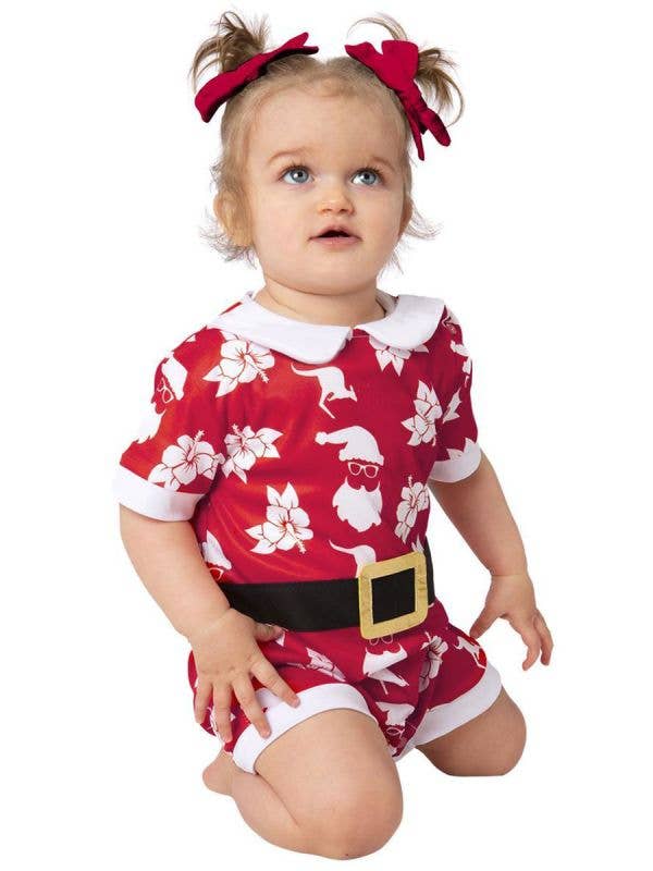 Image of Australian Christmas Baby Girls Red Romper Costume