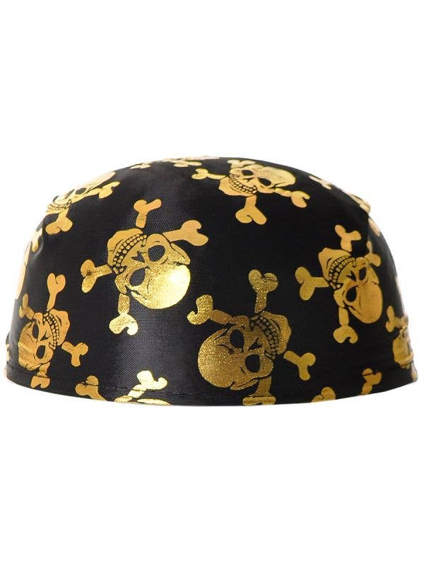Image of Swashbuckling Black and Gold Pirate Costume Cap - Front View