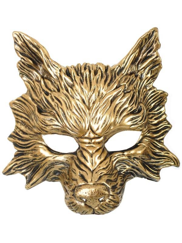 Image of Aged Gold Half Face Wolf Costume Mask