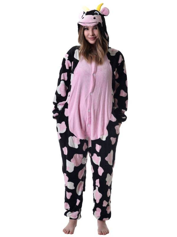 Image of Dappled Cow Adult's Onesie Costume - Front View