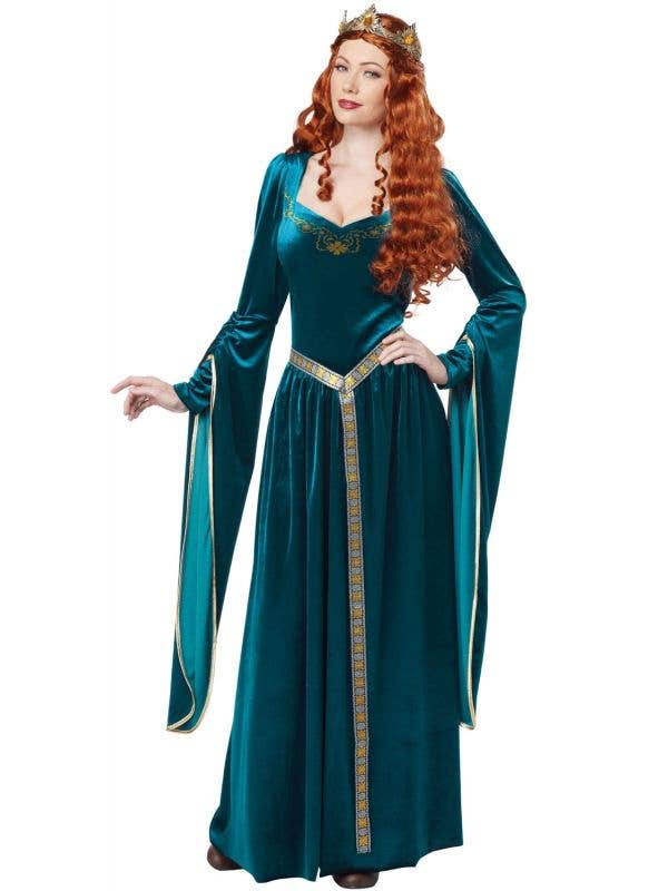 Lady Guinevere Women's Long Blue Medieval Costume Main Image