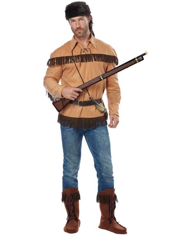 Men's Frontier Man Davy Crockett Fancy Dress Costume Main Image
