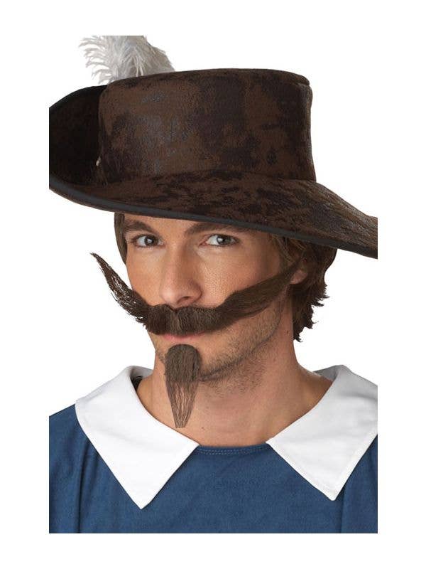 Self Adhesive Faux Brown Dandy Costume Moustache and Goatee 