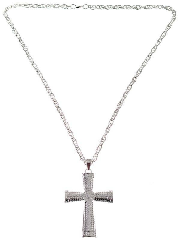 Heavy Metal Silver Cross Necklace Costume Jewellery Accessory