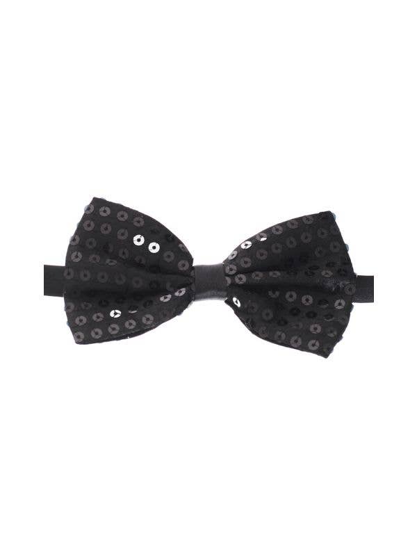 Black Satin Bow Tie with Sequins Main Image