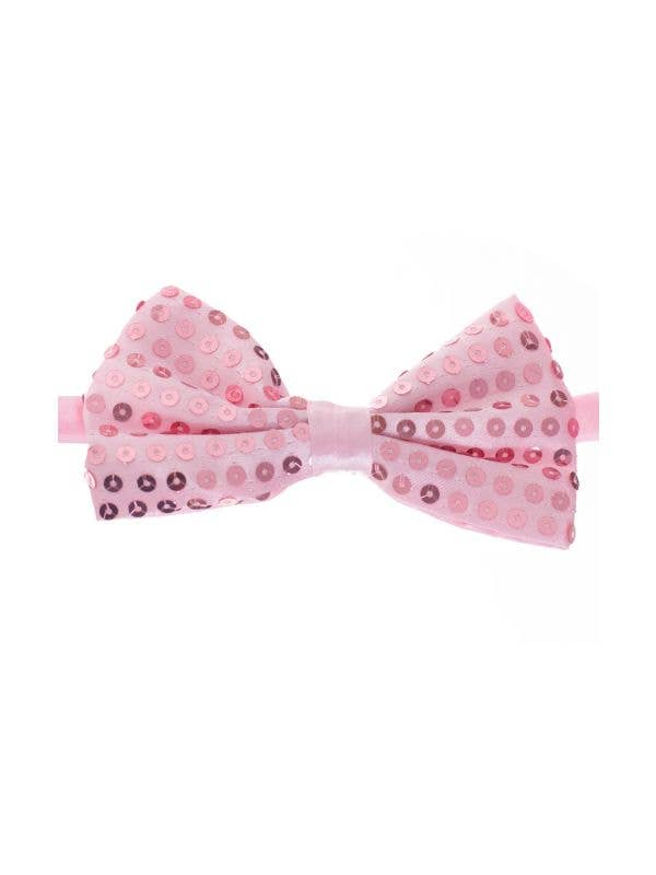 Pale Pink Satin Bow Tie with Sequins Main Image