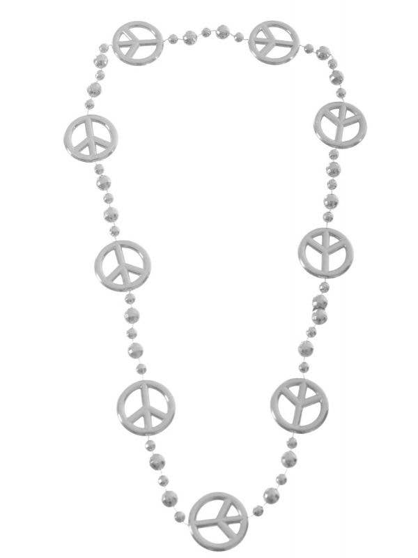 Image of Peace Sign Silver 1970's Necklace Costume Accessory