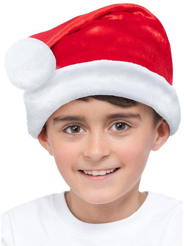 Image of Deluxe Plush Velvet Kids Santa Hat