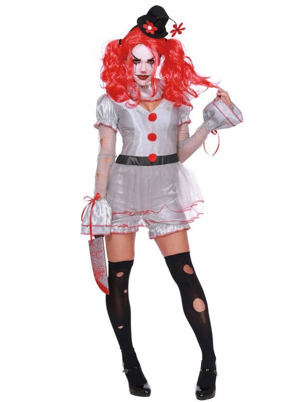 Pennywise Scary Clown Women's Costume | Wicked Clown Halloween Costume