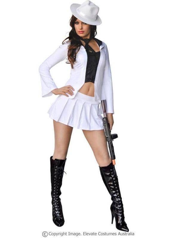 Sexy Women's White Gangster Costume | Gangster Girl 1920s Costume